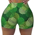 thumbnail image 1 of Kdxio Green Flower Print Workout Shorts for Women Seamless Soft Smooth Gym Yoga Scrunch Active Shorts, 1 of 5