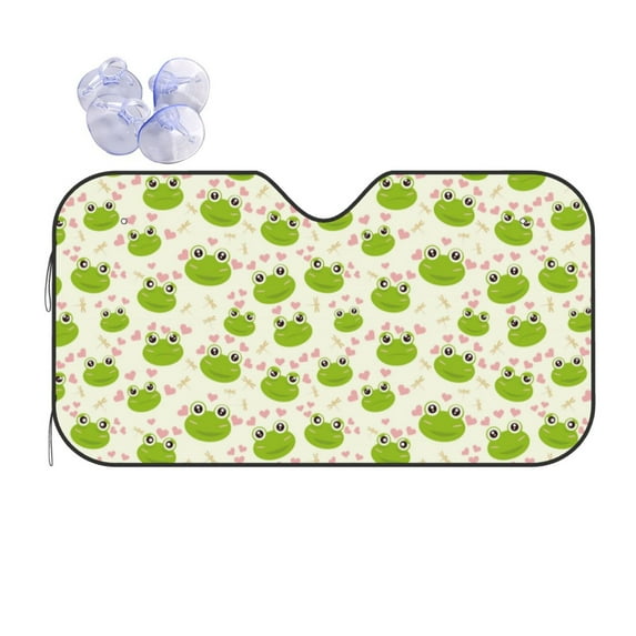 Kdxio Green Frog Print Front Windshield Sun Shade,Folding Auto Sunshade for Car Truck SUV-Small