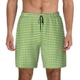 thumbnail image 1 of Kdxio Green Gingham Print Men'S Swim Trunks With Compression Liner 7 Inch Inseam Quick Dry Swim Shorts, 1 of 7