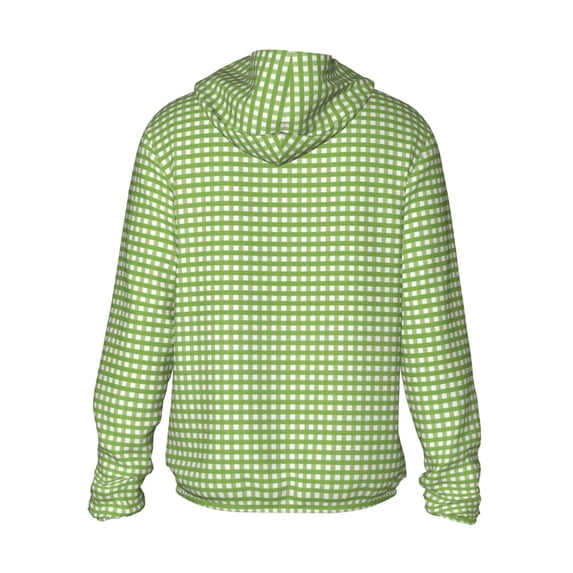 Kdxio Green Gingham Print Women Men Sun Protection UPF 50+ Jackets Zip Up Long Sleeve Hoodie Hiking Lightweight with Pockets