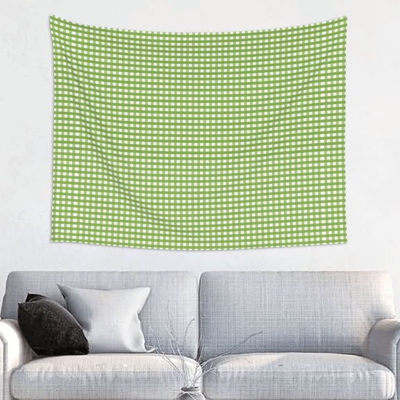 Kdxio Green Gingham Wall Hanging Tapestries Banner For Bedroom College Dorm Home Living Room Party Decor 29X37 In
