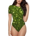 thumbnail image 1 of Kdxio Green Glitter Sparkle for Women's Short-Sleeved Onesie Stylish Round Neck Pajamas Bodysuit Jumpsuit Nightwear-X-Large, 1 of 7