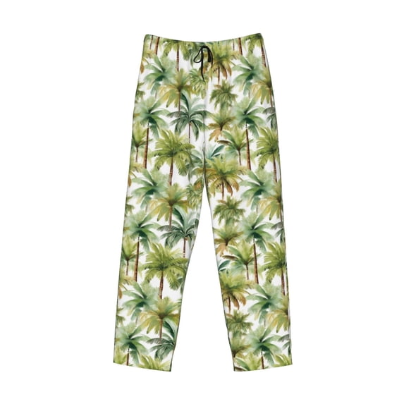 Kdxio Green Hawaii Palms Print Men's Sleep Pajama Pant Lounge Pants with Pockets