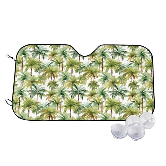 Kdxio Green Hawaii Palms Print Windshield Sun Shade,UV Rays and Sun Heat Protection,Sunshade for Car Windshield,Car Shade Front Windshield - Small
