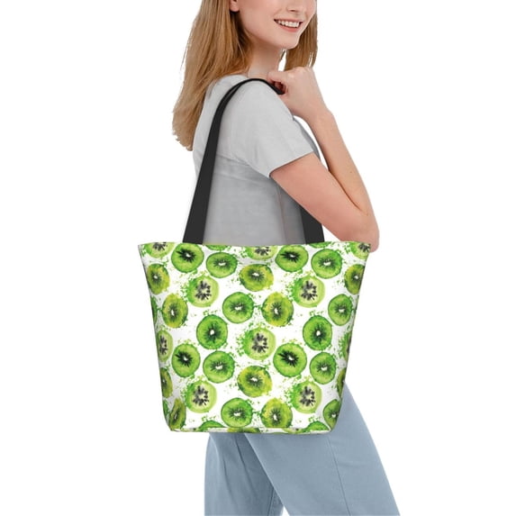 Kdxio Green Kiwi Women Reusable Grocery Bags Foldable Ripstop,Reusable Shopping Bags for Shopping,Gym,Gift