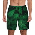 thumbnail image 1 of Kdxio Green Leave Fern Print Men'S Swim Trunks With Compression Liner 7 Inch Inseam Quick Dry Swim Shorts, 1 of 7