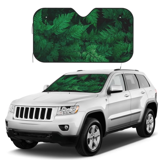 Kdxio Green Leave Fern Print Windshield Sun Shade, Foldable Sun Blocker for Car,Truck,SUV Automotive Interior Sun Protection,Reflective Shade for Front Windshield(Medium)