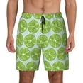 thumbnail image 1 of Kdxio Green Lemon Slices Print Men's Swim Trunks with Compression Liner 7 Inch Inseam Quick Dry Swim Shorts, 1 of 7
