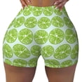 thumbnail image 1 of Kdxio Green Lemon Slices Print Workout Shorts for Women Seamless Soft Smooth Gym Yoga Scrunch Active Shorts, 1 of 9