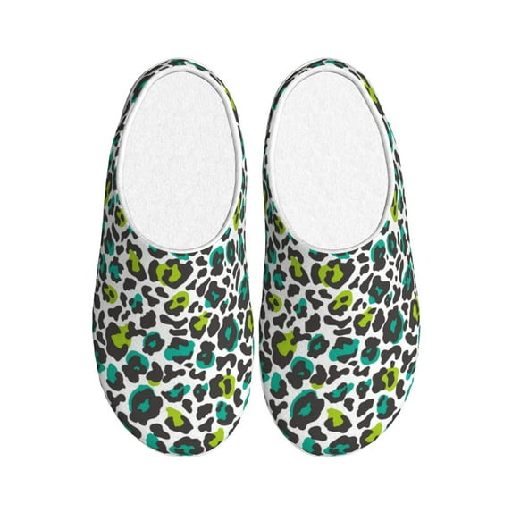 Kdxio Green Leopard Women's Men's Slippers Plush Slip-On House Slipper for Winter Indoor Soft Cushion Non-slip Fluffy Slides Slippers-11