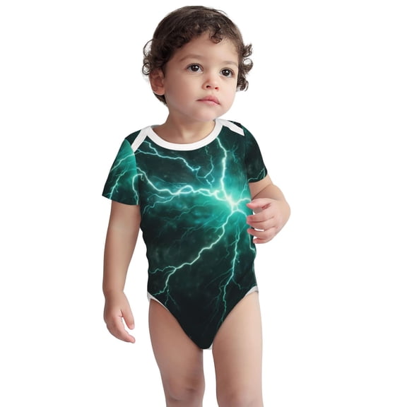 Kdxio Green Lightning Flash Pattern Unisex Baby Cotton Short Sleeve Bodysuits-3 Months