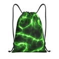 thumbnail image 1 of Kdxio Green Lightning Print Drawstring Backpack Bag,Waterproof Draw String Back Sack, Gym Drawstring Bags Swim Bag For Unisex, 1 of 9