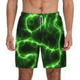 thumbnail image 1 of Kdxio Green Lightning Print Men'S Swim Trunks With Compression Liner 7 Inch Inseam Quick Dry Swim Shorts, 1 of 7