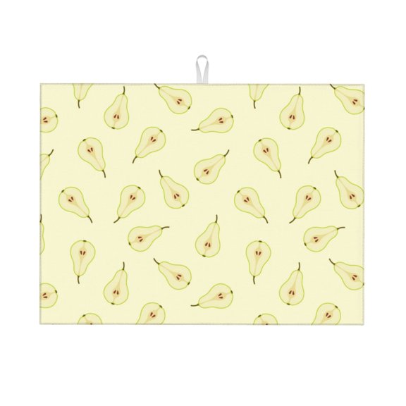 Kdxio Green Pears for Dish Drying Mat,24*18 inch Absorbent Dish Drainer Kitchen Counter,Large Size Dish Drying Pad for Countertops,Draining Racks