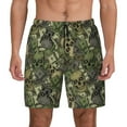 thumbnail image 1 of Kdxio Green Skulls Print Men'S Swim Trunks With Compression Liner 7 Inch Inseam Quick Dry Swim Shorts, 1 of 7