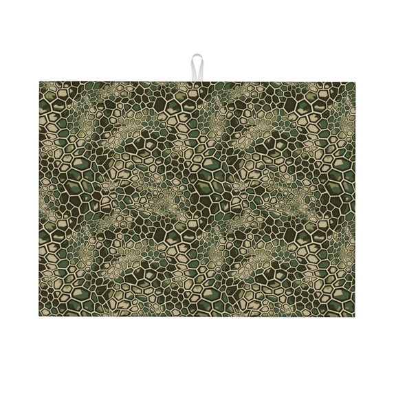 Kdxio Green Snake Skin for Dish Drying Mat,24*18 inch Absorbent Dish Drainer Kitchen Counter,Large Size Dish Drying Pad for Countertops,Draining Racks