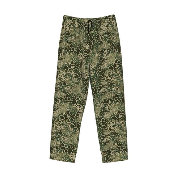 Kdxio Green Snake Skin Print Men's Sleep Pajama Pant Lounge Pants with Pockets