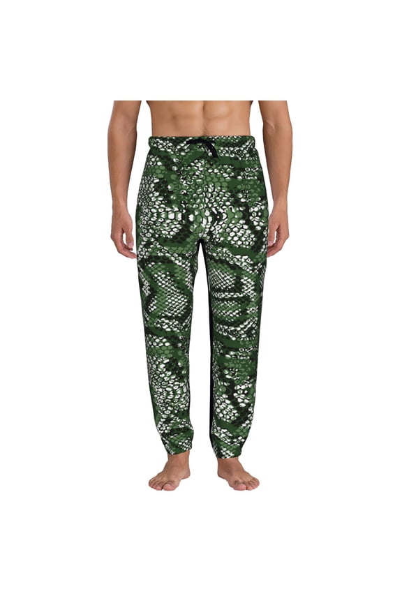 Green Snakeskin Pattern Joggers,Sweatpants for Men with Pockets-Small