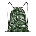 thumbnail image 1 of Kdxio Green Snakeskin Print Drawstring Backpack Bag,Waterproof Draw String Back Sack, Gym Drawstring Bags Swim Bag For Unisex, 1 of 9