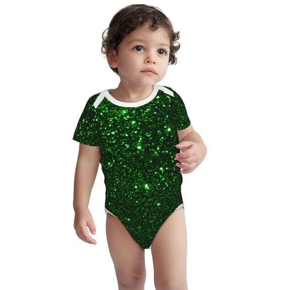 Kdxio Green Sparkling Pattern Unisex Baby Cotton Short Sleeve Bodysuits-3 Months