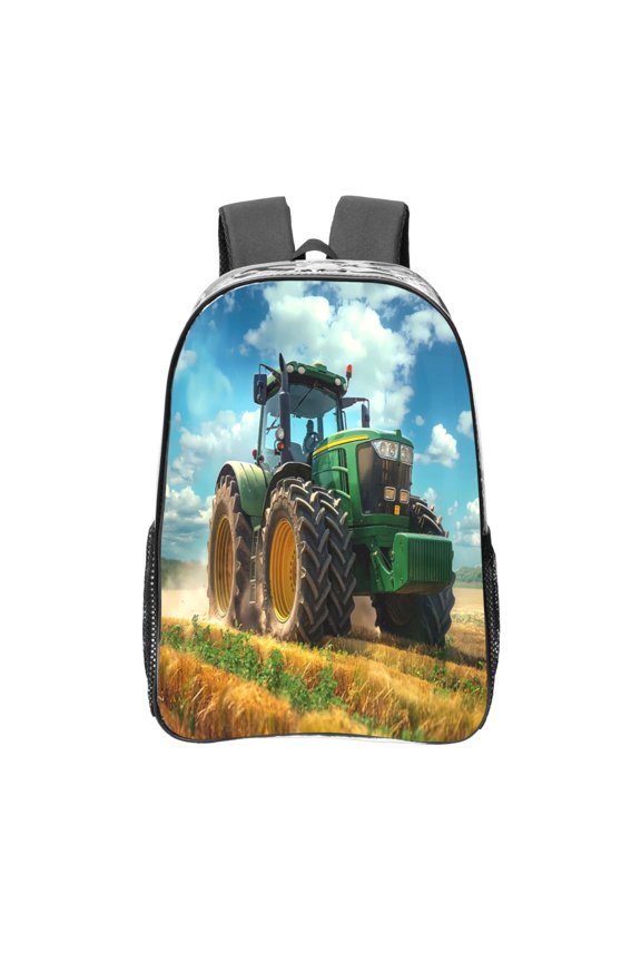 Green Tractor Field Clear Backpack, Transparent Bookbag for School for Women Men, Capacity Clear Bag for College, Travel