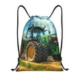 thumbnail image 1 of Kdxio Green Tractor Field Print Drawstring Backpack Bag,Waterproof Draw String Back Sack, Gym Drawstring Bags Swim Bag For Unisex, 1 of 5