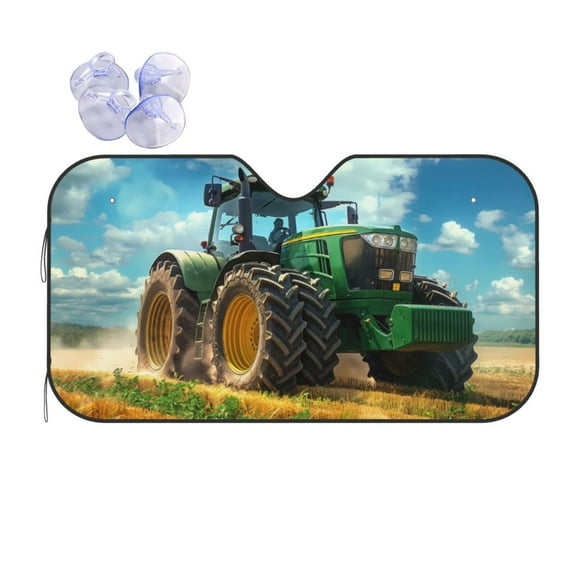 Kdxio Green Tractor Field Print Front Windshield Sun Shade,Folding Auto Sunshade for Car Truck SUV-Small