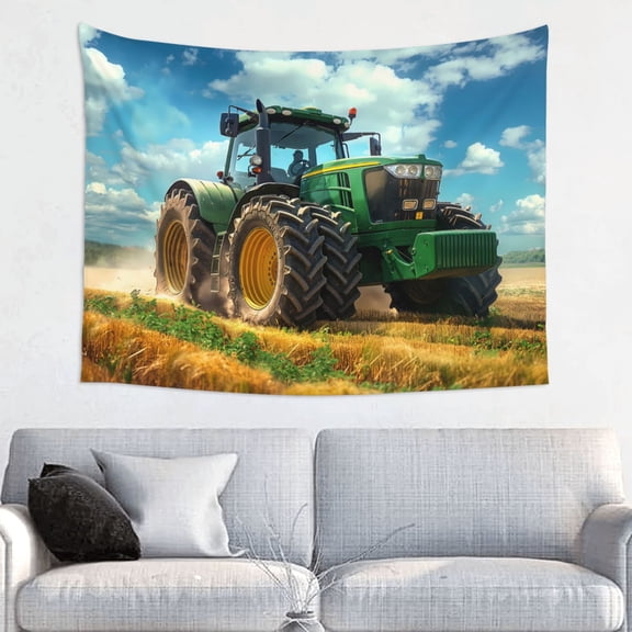 Kdxio Green Tractor Field Wall Hanging Tapestries Banner For Bedroom College Dorm Home Living Room Party Decor 29X37 In
