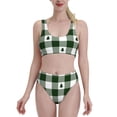 thumbnail image 1 of Kdxio Green Tree Lumberjack Plaid for Womens High Waisted Bikini Top Sports Style Two Piece Bathing Suits, 1 of 7