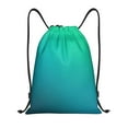 thumbnail image 1 of Kdxio Green Turquoise Teal Print Drawstring Backpack Bag,Waterproof Draw String Back Sack, Gym Drawstring Bags Swim Bag For Unisex, 1 of 5