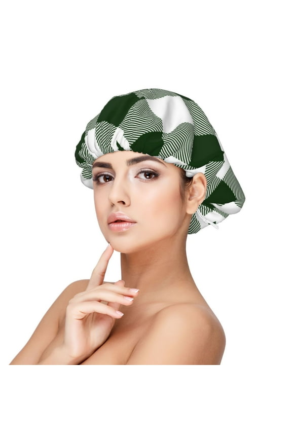 Green White Lumberjack Plaid Pattern Satin Bonnet Silk Bonnet Hair Bonnet for Sleeping Hair Bonnets for Women Curly Natural Hair