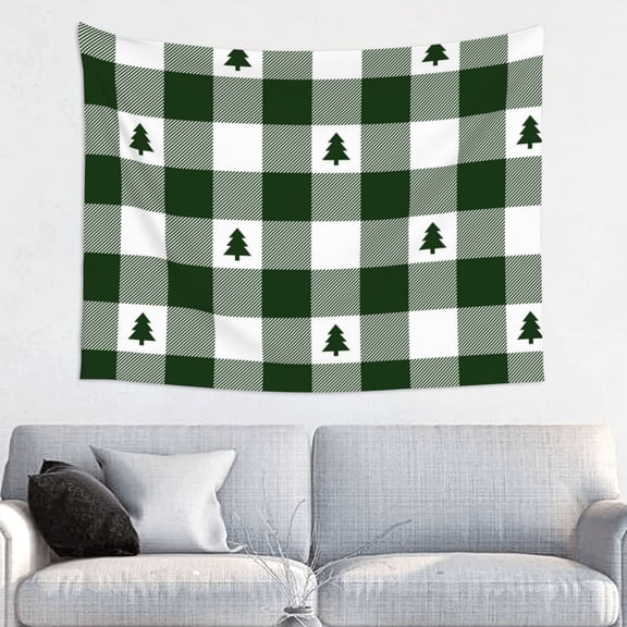 Kdxio Green White Lumberjack Plaid Wall Hanging Tapestries Banner For Bedroom College Dorm Home Living Room Party Decor 29X37 In
