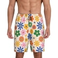 thumbnail image 1 of Kdxio Groovy Daisy Flowers Print Mens Sleep Shorts Bottoms Soft Comfy Pajama Wear Pants with Drawstring Pockets, 1 of 7