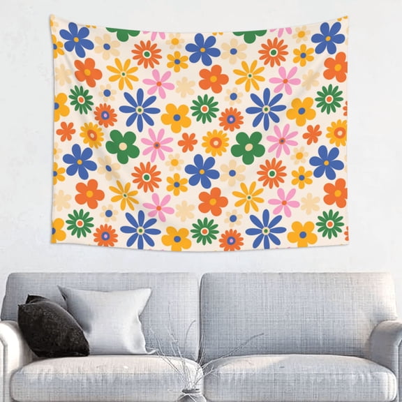 Kdxio Groovy Daisy Flowers Wall Hanging Tapestries Banner For Bedroom College Dorm Home Living Room Party Decor 29X37 In