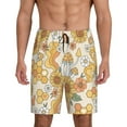 thumbnail image 1 of Kdxio Groovy Hippie Flower Mushrooms Print Mens Sleep Shorts Bottoms Soft Comfy Pajama Wear Pants with Drawstring Pockets, 1 of 7