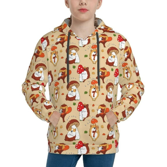 Kdxio Guinea Pigs And Mushrooms Pattern Boys Athletic Unisex Boys Girls Hoodie with Pocket Sweatshirts-Small