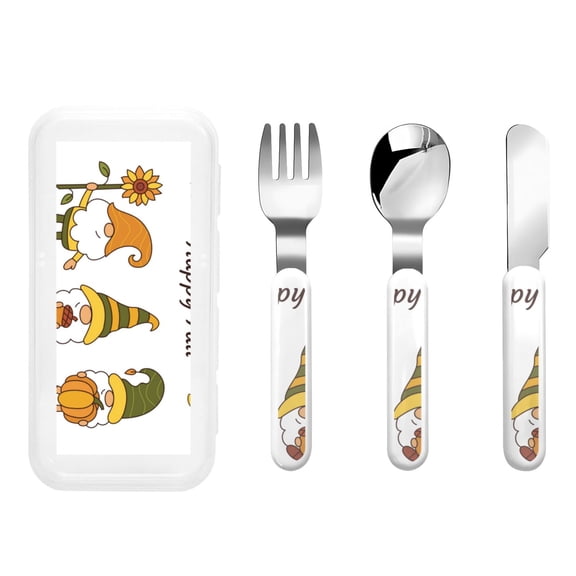 Kdxio Happy Fall Toddler Utensils Set - Kids Silverware Set, Set Kids Utensils Set with Case for Preschooler Children