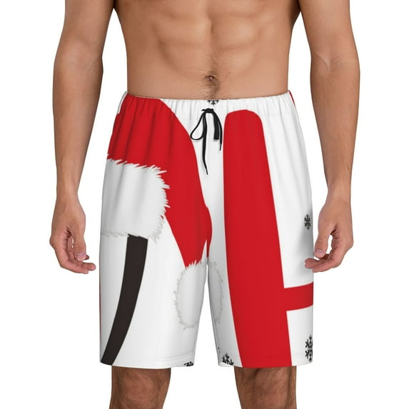 Kdxio HOHOHO Christmas Print Mens Sleep Shorts Bottoms Soft Comfy Pajama Wear Pants with Drawstring Pockets