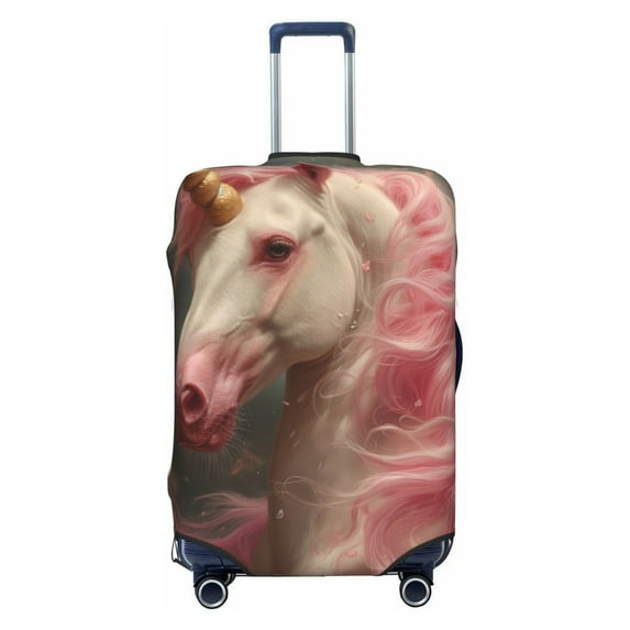 Kdxio Haired White Horse Pattern Luggage Cover for Travel,Elastic and Durable,Fits 18-32 Inch,Anti-Scratch Suitcase Protector-No luggage included