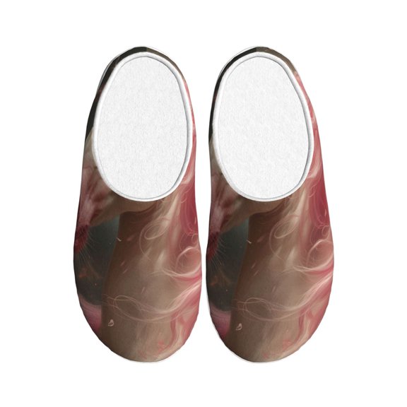 Kdxio Haired White Horse Women's Men's Slippers Plush Slip-On House Slipper for Winter Indoor Soft Cushion Non-slip Fluffy Slides Slippers-35/36