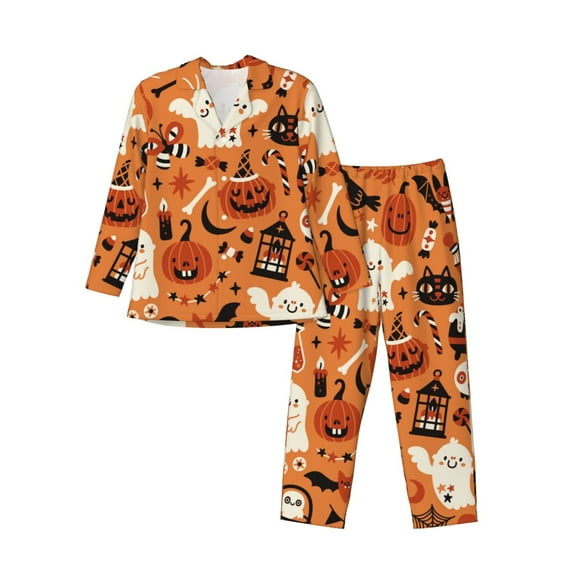 Kdxio Halloween 2 Men’s Pajama Set Pajamas For Men 2 Piece PJ Set with Men Pajama Pants and Long Sleeve T-Shirt Lounge Set-Large
