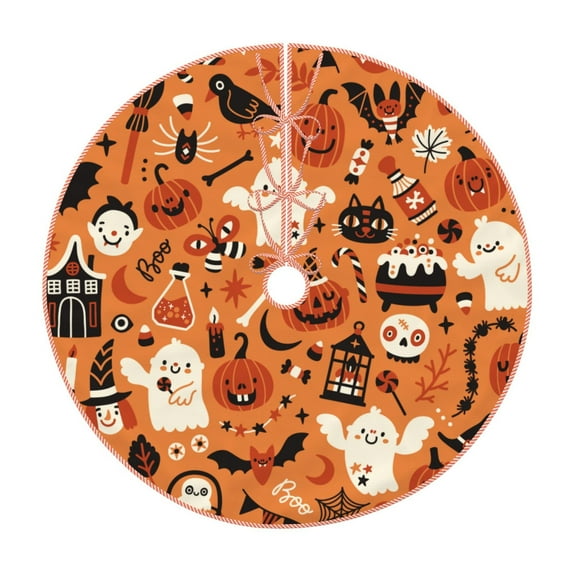 Kdxio Halloween 2 Print Christmas Tree Skirt Christmas Xmas Tree Skirts Mat for New Year Holiday Christmas Party Decorations-48"