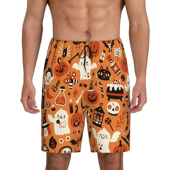Kdxio Halloween 2 Print Mens Sleep Shorts Bottoms Soft Comfy Pajama Wear Pants with Drawstring Pockets