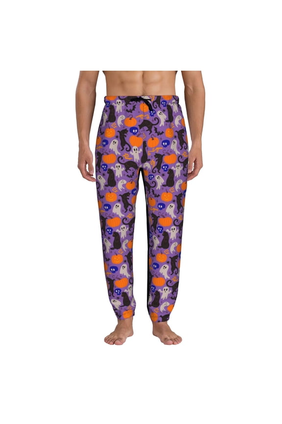 Halloween Black Cats Pattern Joggers,Sweatpants for Men with Pockets-Medium