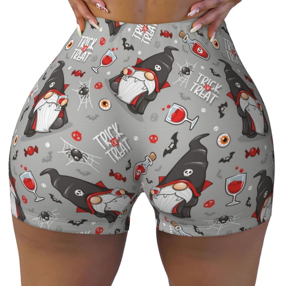 Kdxio Halloween Gnome Print Workout Shorts for Women Seamless Soft Smooth Gym Yoga Scrunch Active Shorts