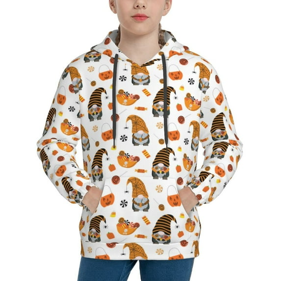 Kdxio Halloween Gnomes Pattern Boys Athletic Unisex Boys Girls Hoodie with Pocket Sweatshirts-Medium
