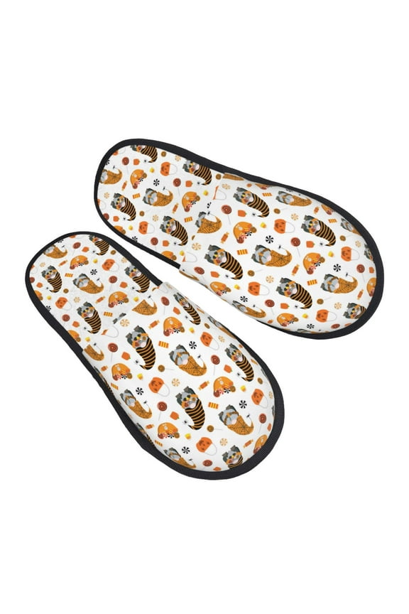 Halloween Gnomes Pattern Slippers for Women Memory Foam Fuzzy House Slippers Bedroom Non-slip Warm Womens Slippers