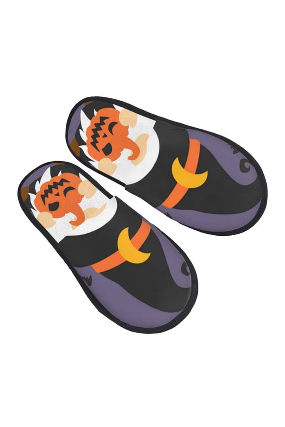 Halloween Gnomes Pattern Slippers for Women Memory Foam Fuzzy House Slippers Bedroom Non-slip Warm Womens Slippers