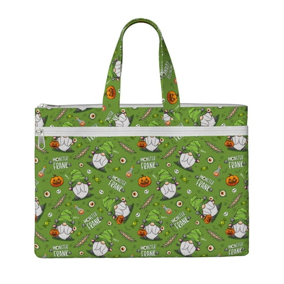 Kdxio Halloween Monster Gnome File Tote Document Bag Business Briefcase Bag Document Organizer Tote Briefcase for Letter A4 Files Business Teacher Office Bag