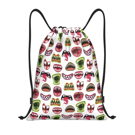 Kdxio Halloween Mouth Print Drawstring Backpack Bag,Waterproof Draw String Back Sack, Gym Drawstring Bags Swim Bag For Unisex